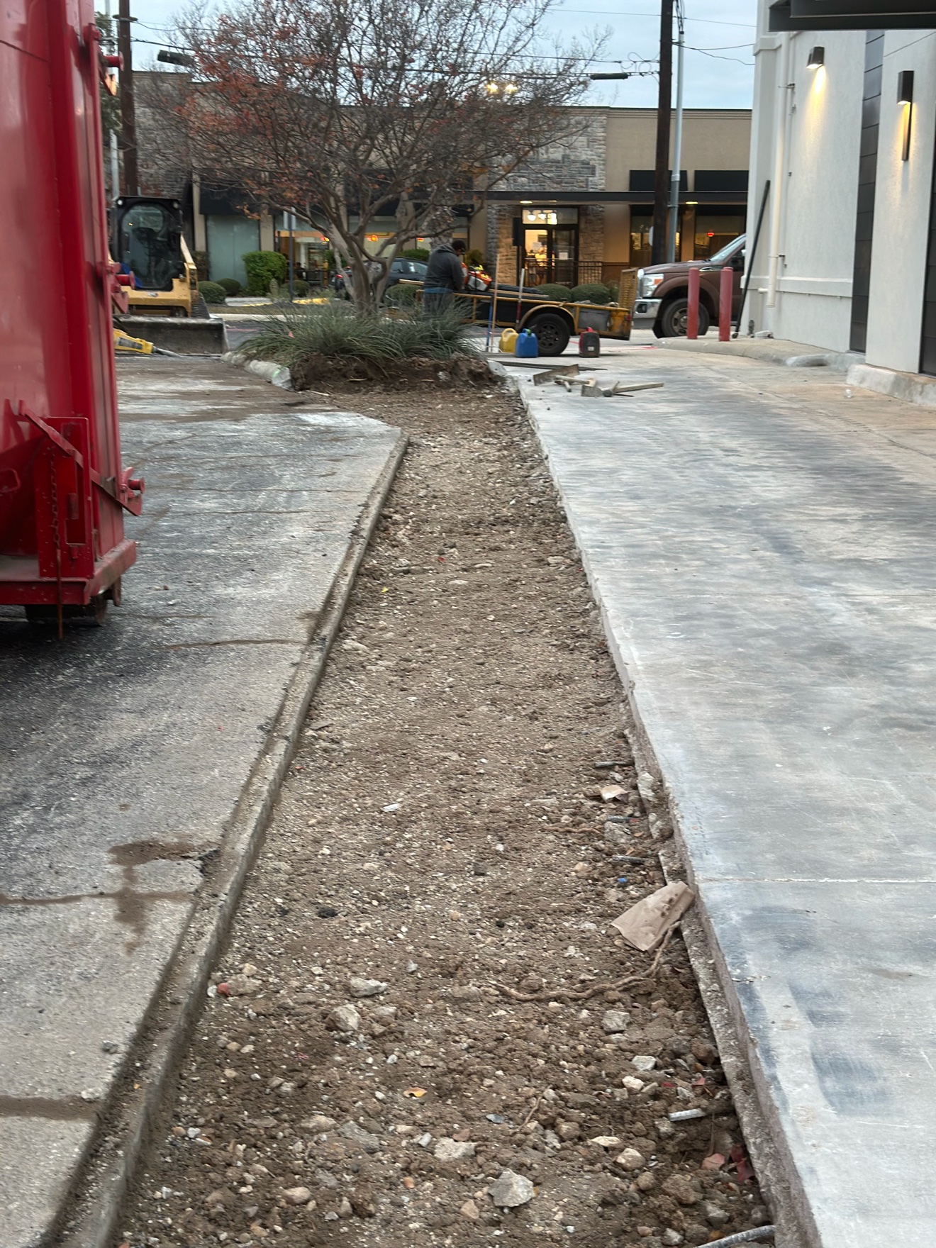 Sidewalk area dug out and cleaned up, ready for rebar